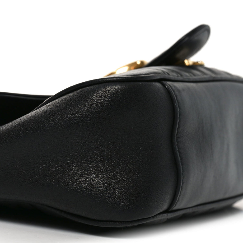 Gucci Calfskin Matelasse Small GG Marmont Shoulder Bag Black