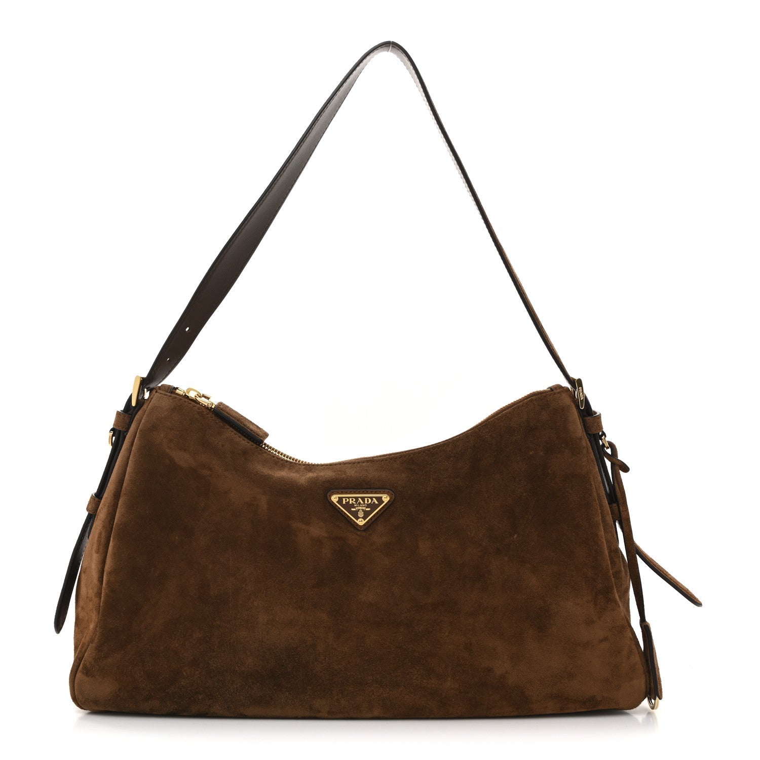 Prada Scamosciato Suede Large Aimee Shoulder Bag Cacao
