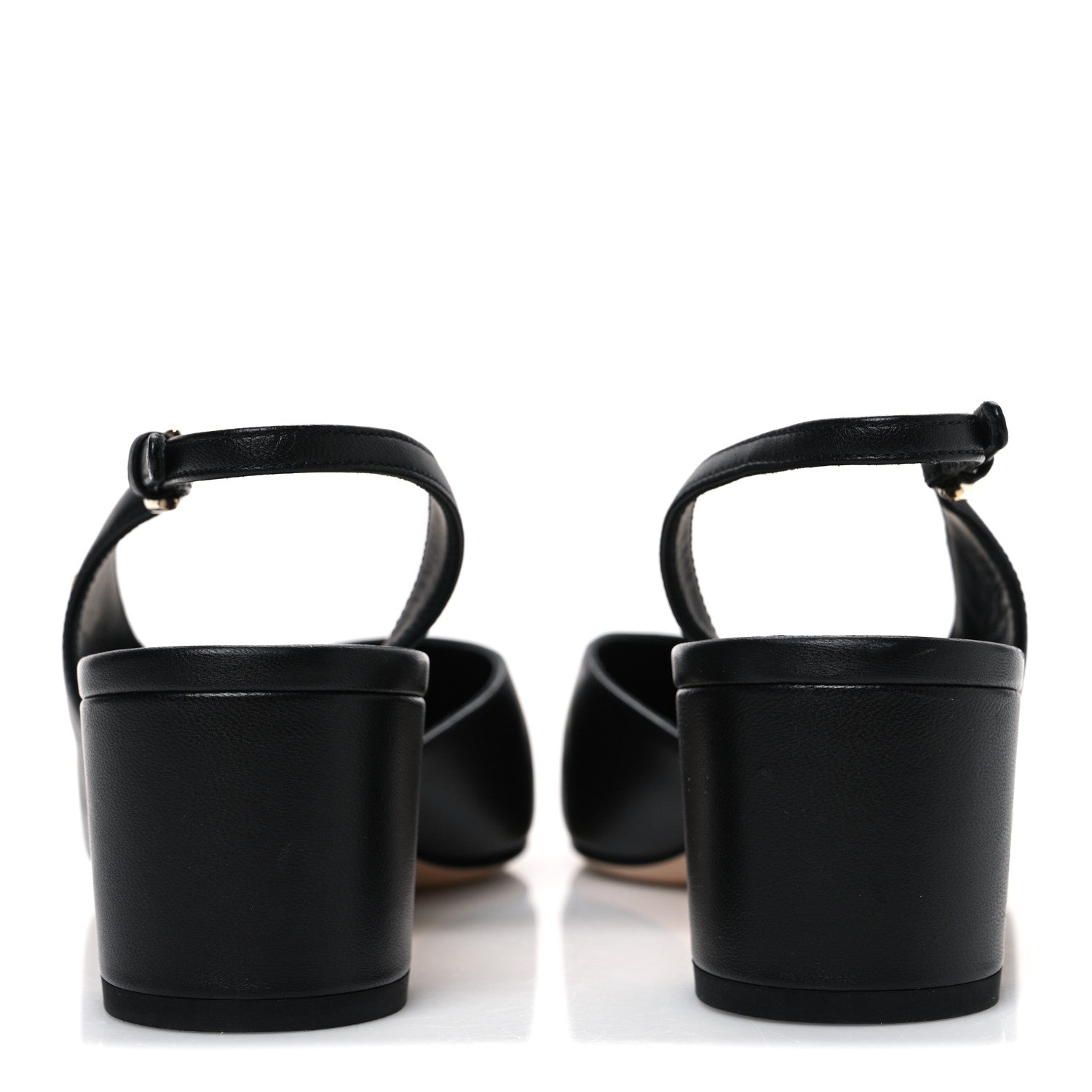 Lambskin Grosgrain Pearl Cap Toe CC Slingback Pumps 40.5 Black