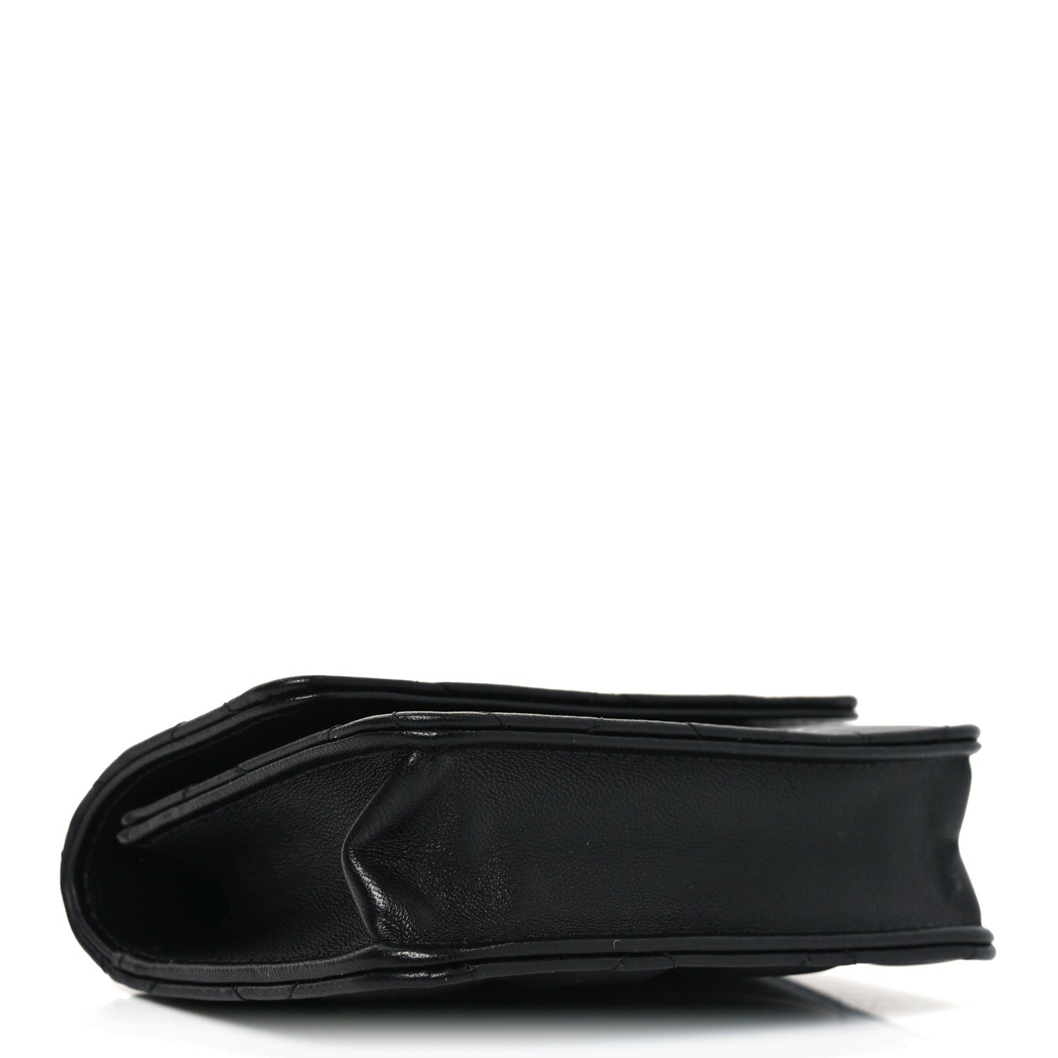 Lambskin Quilted CC Hook Card Holder Black