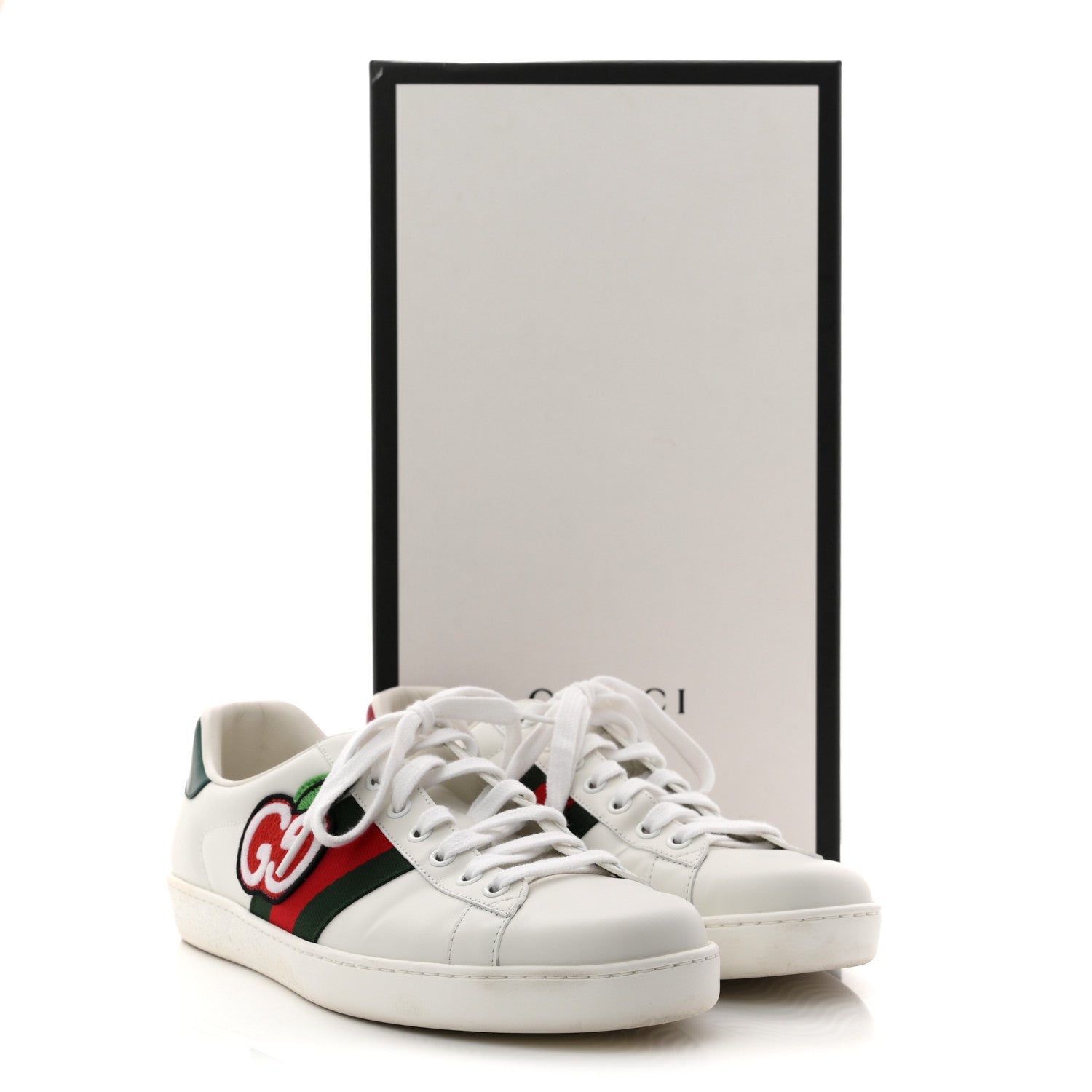 Gucci Calfskin Crocodile Web Mens Ace Sneakers 8 White Green