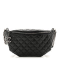 Chanel Lambskin Quilted Banane Waist Bag Fanny Pack Black