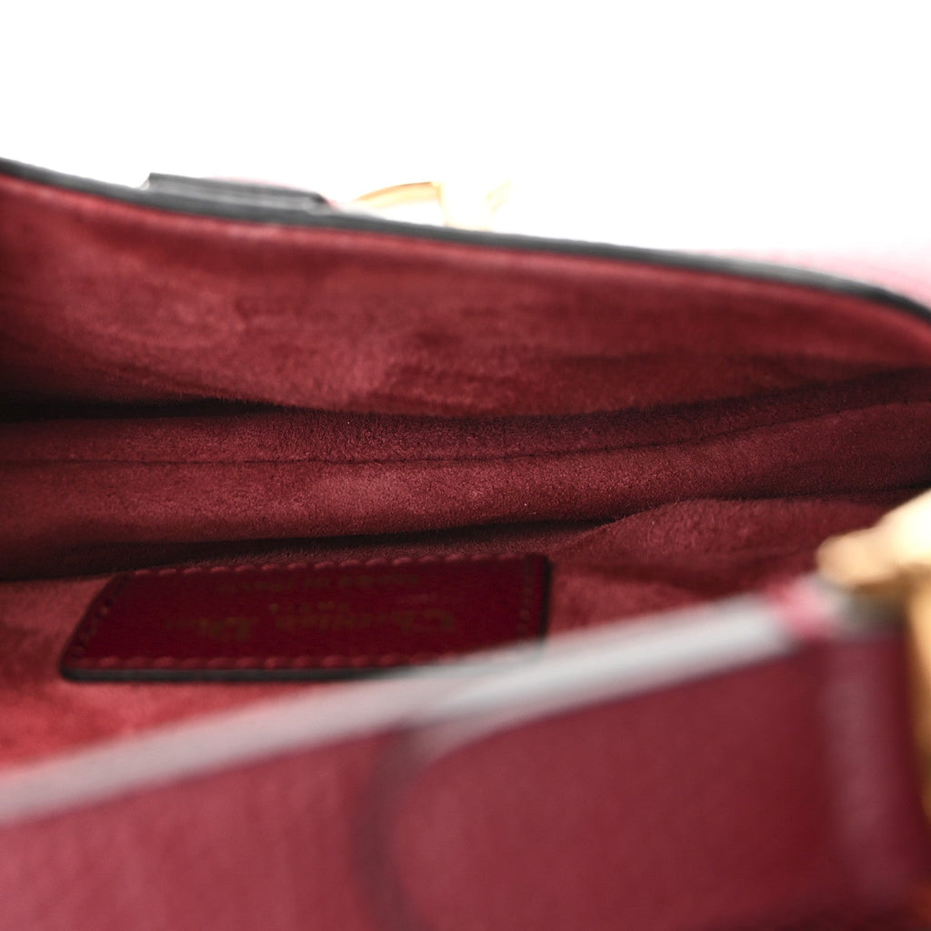 Christian Dior Grained Calfskin Mini Saddle Bag Red