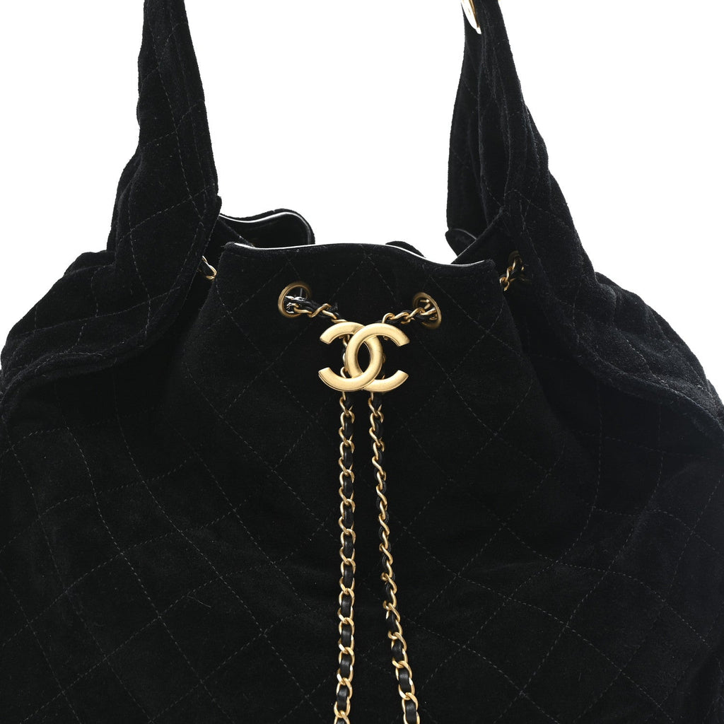 Chanel Suede Quilted Medium Chanel 25 Handbag Black