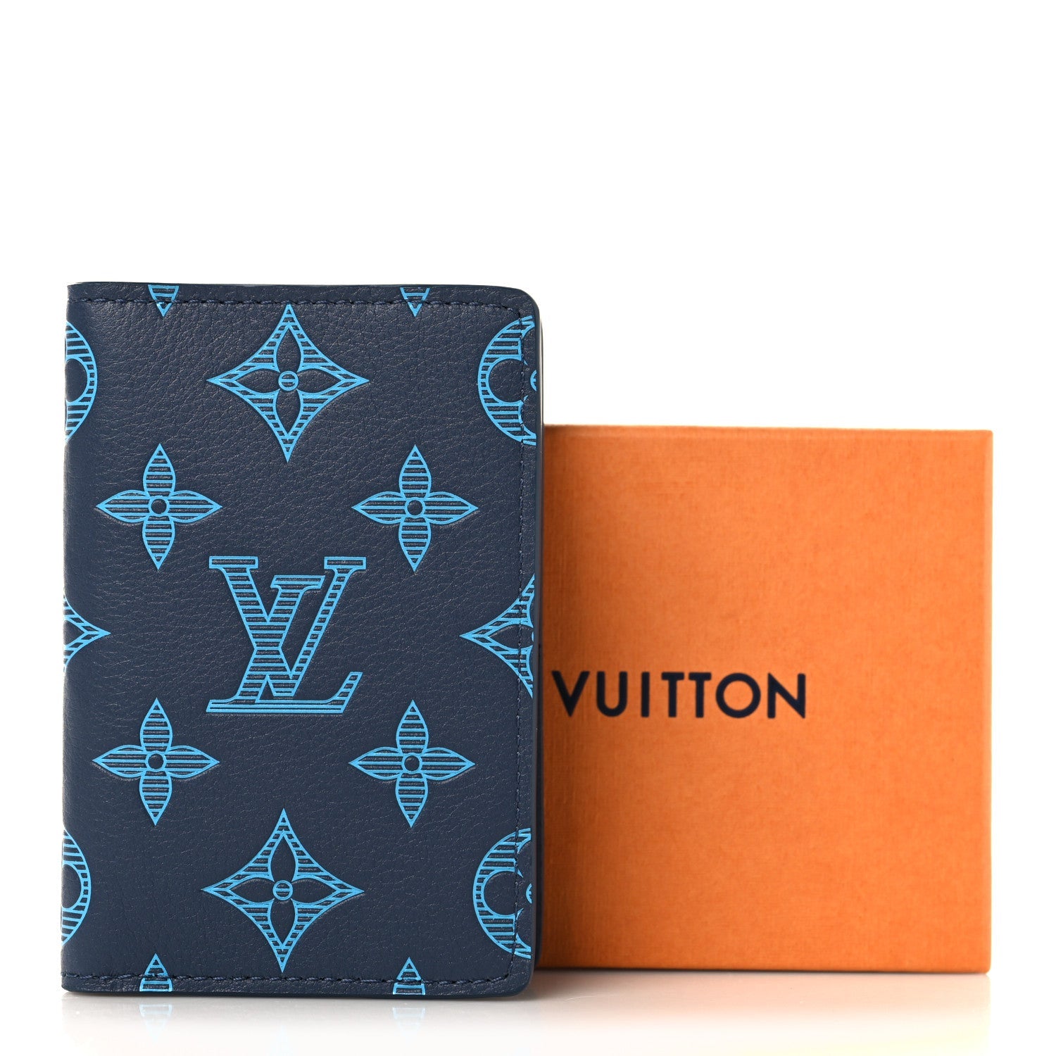 Louis Vuitton Calfskin Monogram Shadow Pocket Organizer Blue