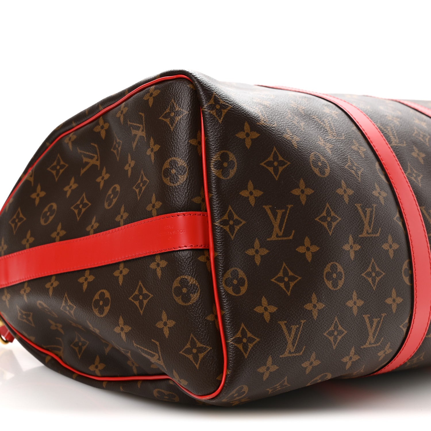 Louis Vuitton Calfskin Monogram Keepall Bandouliere 50 Coquelicot