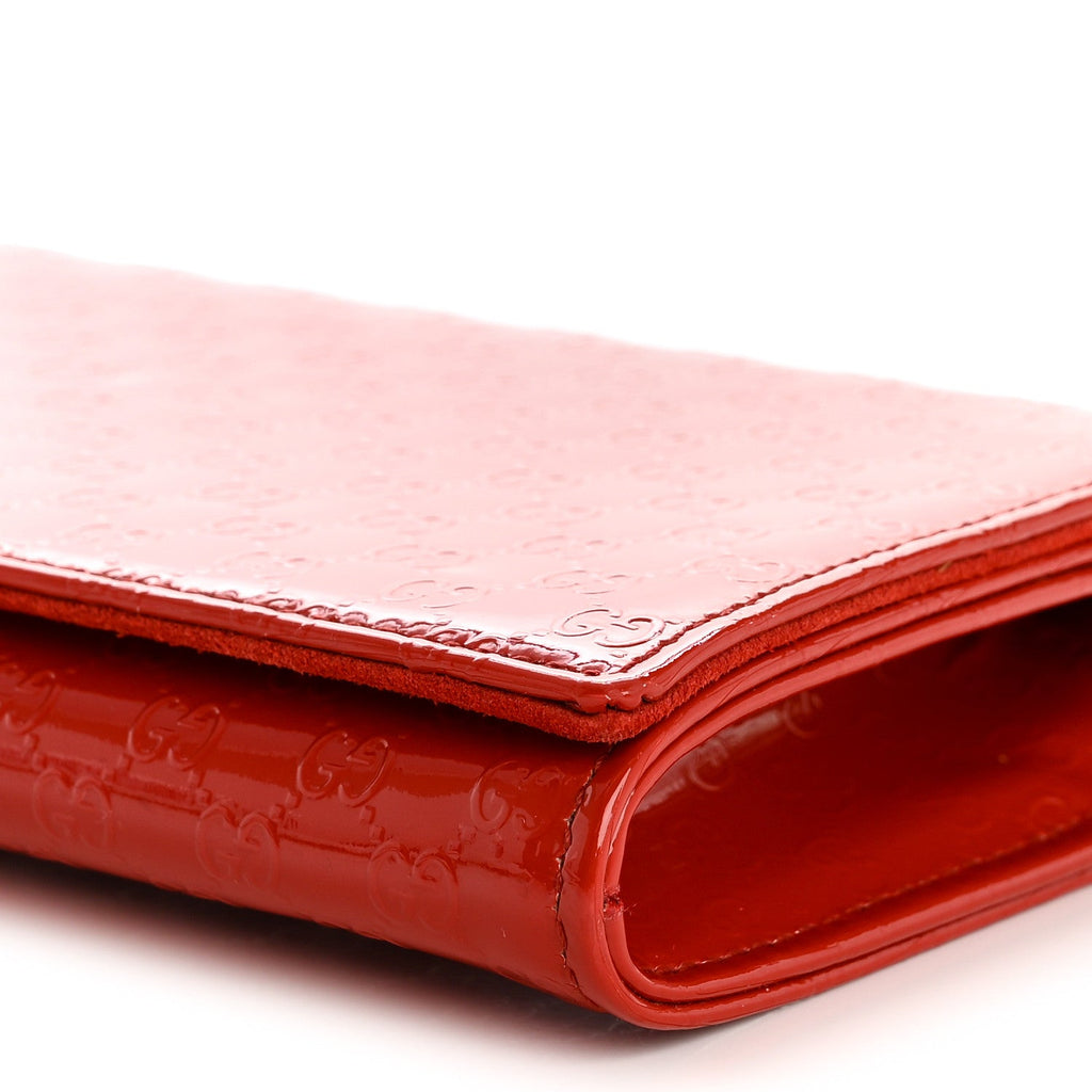 Gucci Patent Microguccissima Small Broadway Clutch Red