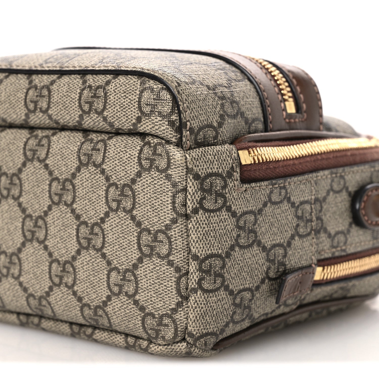 Gucci GG Supreme Monogram Azalea Calfskin Retro Interlocking G Multi-Function Bag Beige Ebony Brown Sugar