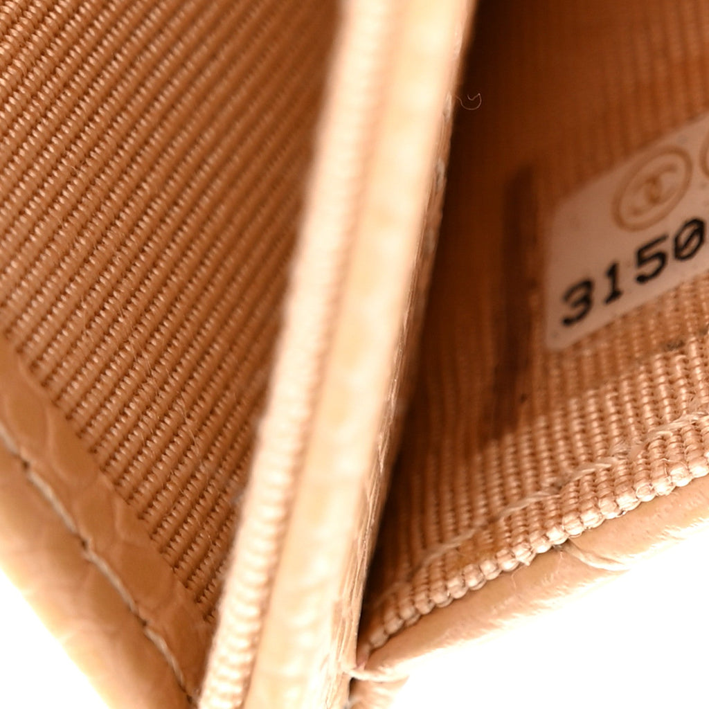 Caviar Quilted Flap Card Holder Wallet Beige