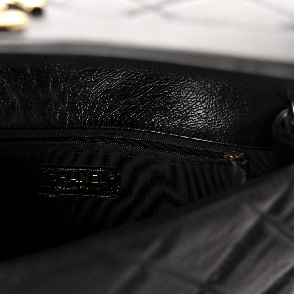 Chanel Crumpled Glazed Lambskin Quilted Small Flap Black