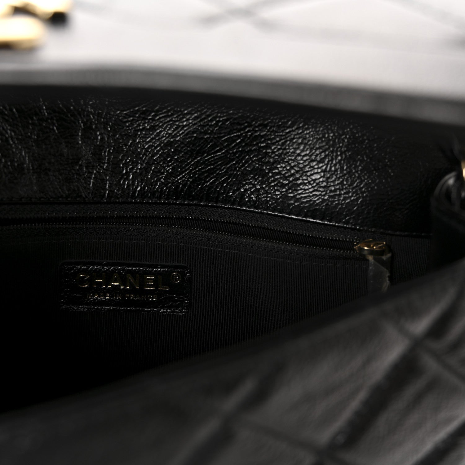 Chanel Crumpled Glazed Lambskin Quilted Small Flap Black