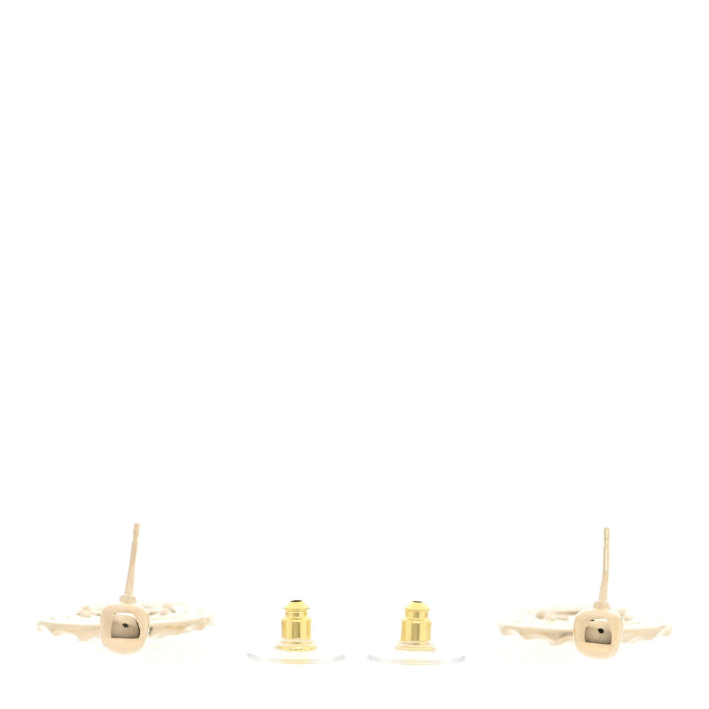 Crystal CC Round Drop Earrings Gold
