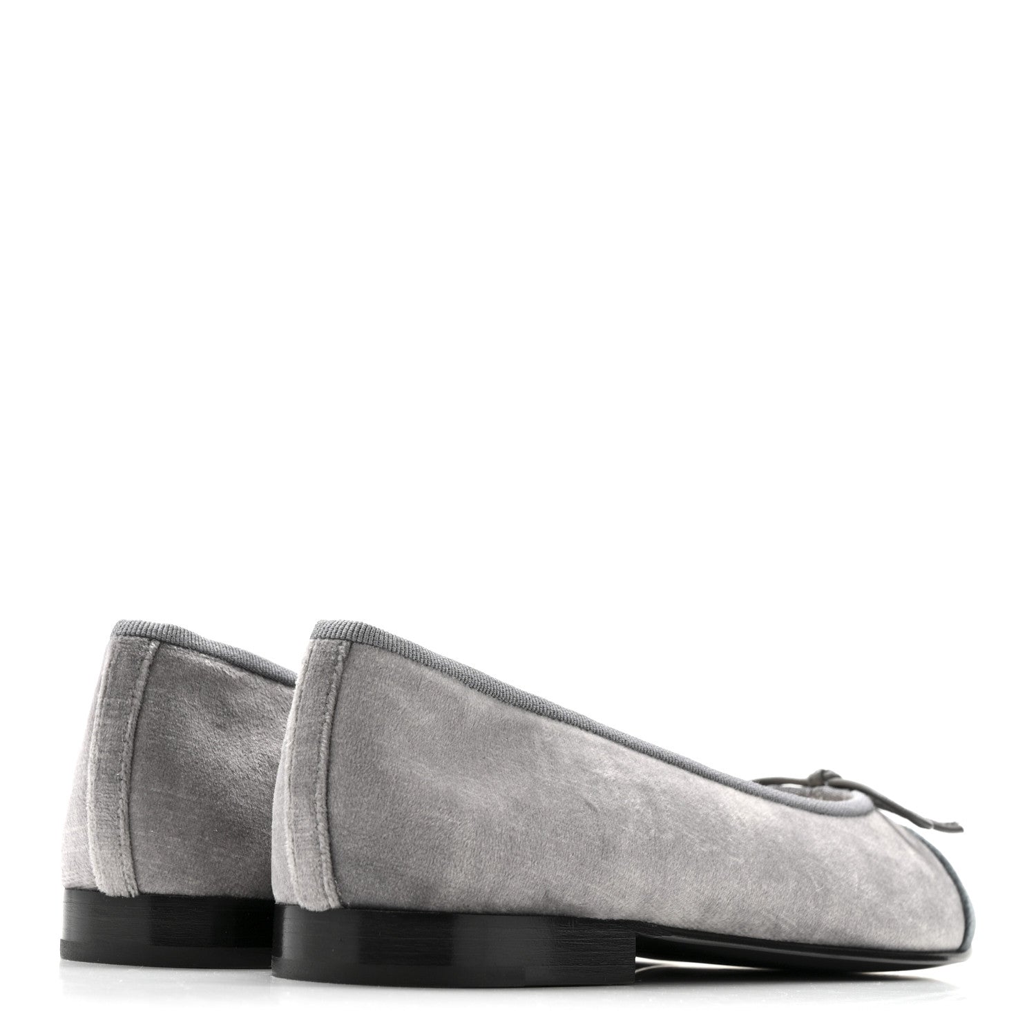 Chanel Velvet Cap Toe Ballerina Flats 36.5 Grey Green