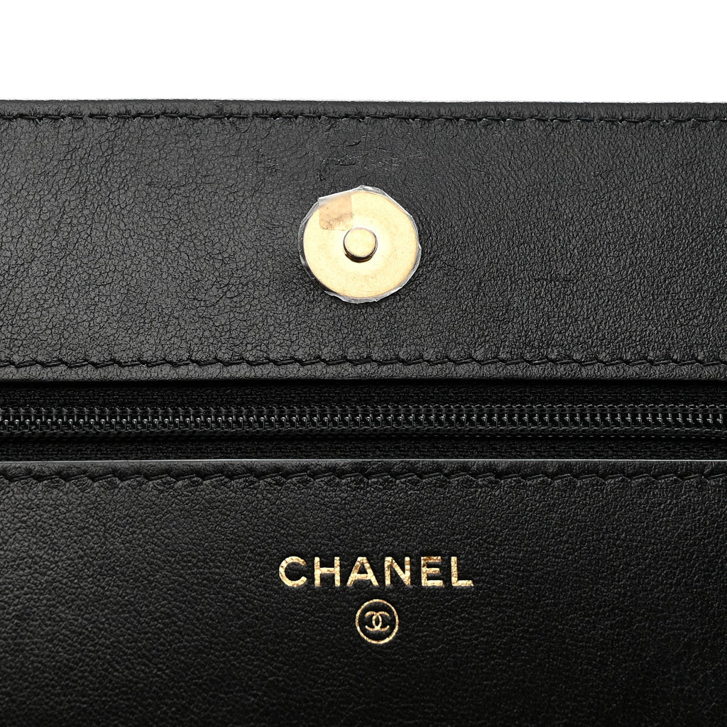 Chanel Lambskin Quilted Chanel 19 Wallet On Chain WOC Black