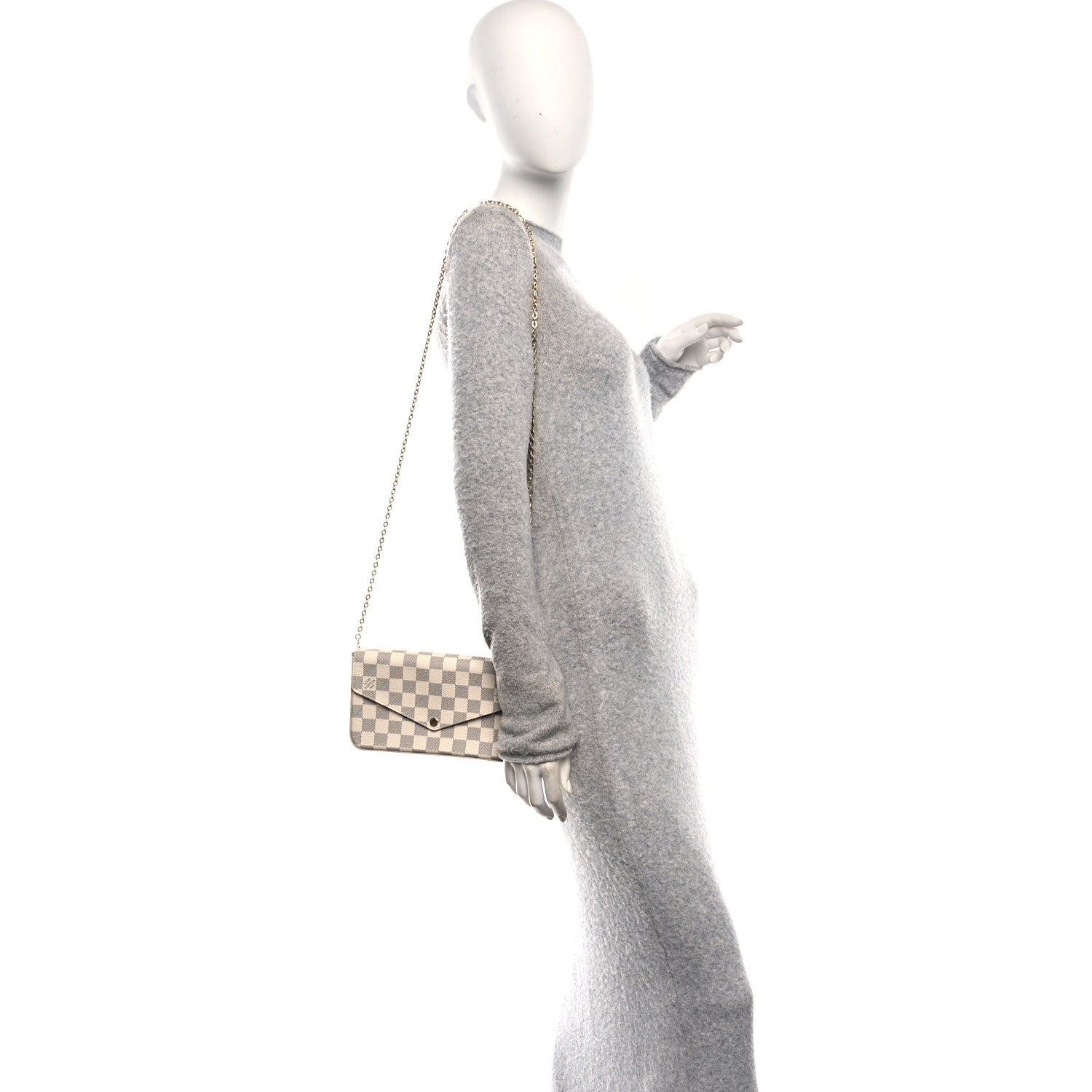 Louis Vuitton Damier Azur Pochette Felicie Chain Wallet Rose Ballerine