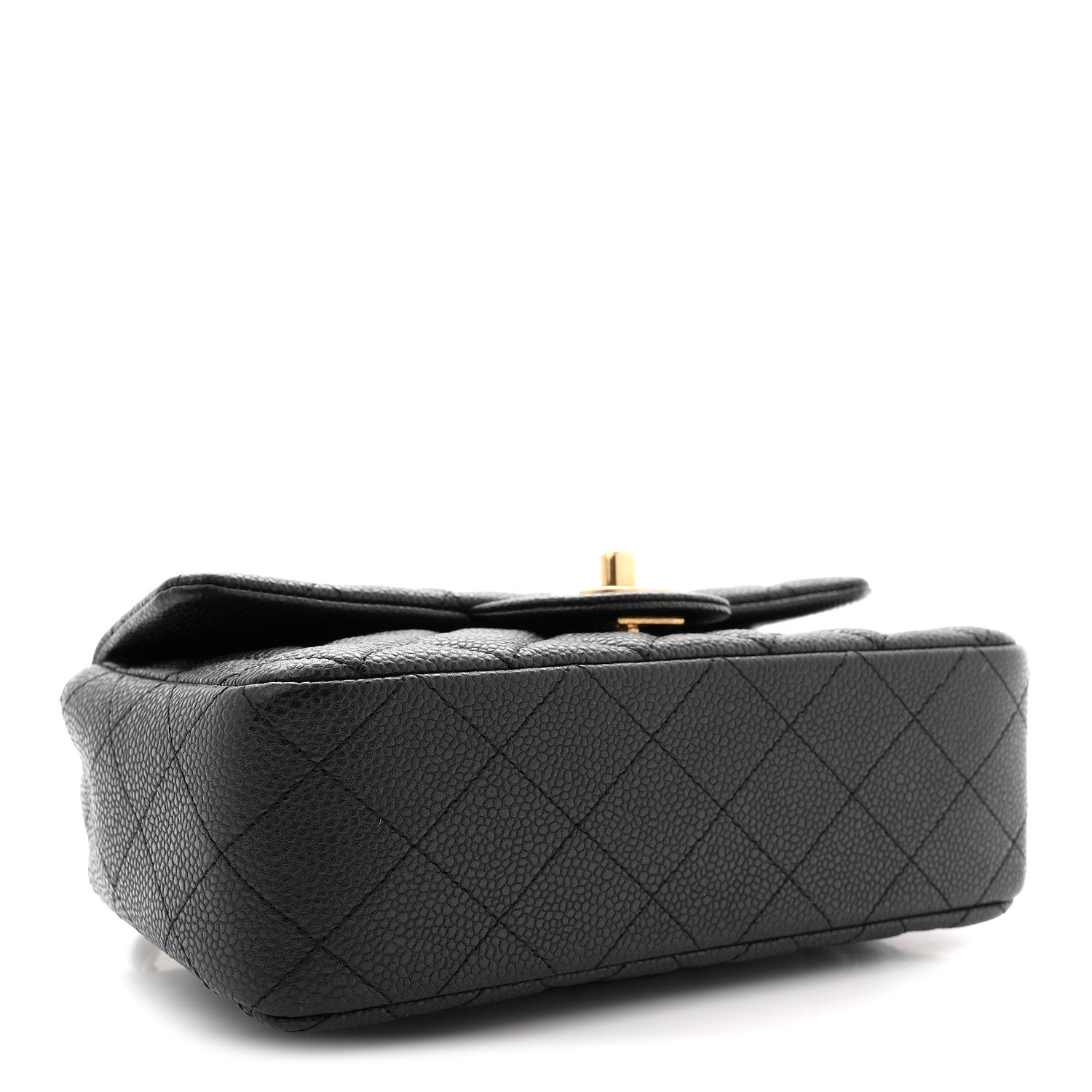 Chanel Metallic Caviar Quilted Mini Rectangular Flap Black