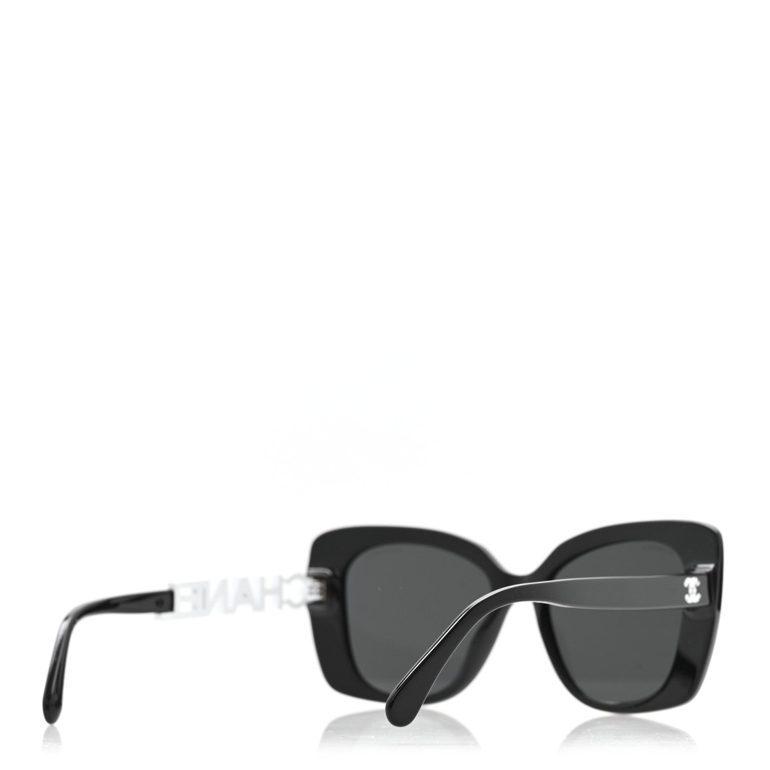 Acetate Strass Square Sunglasses 5422-B Black White