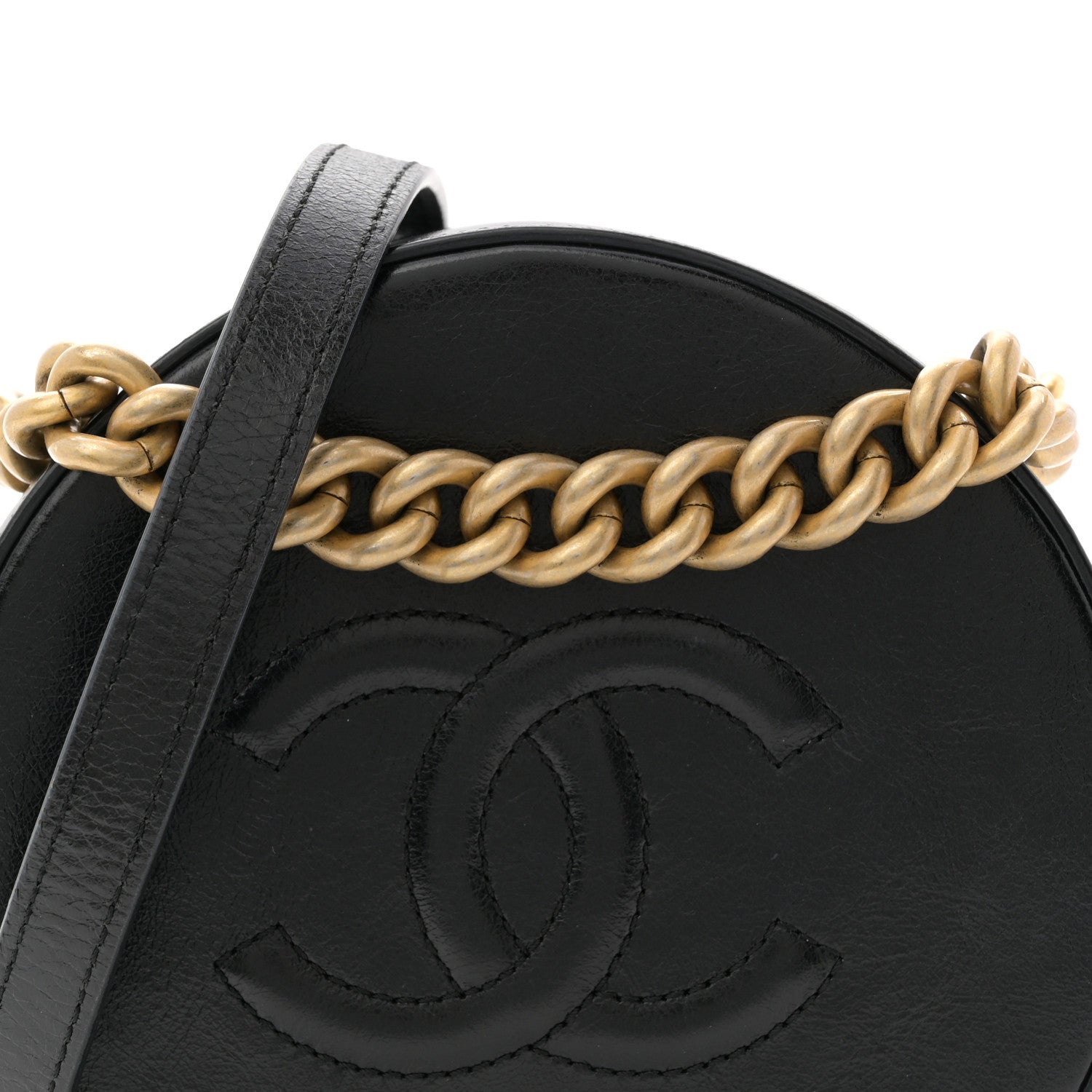 Chanel Glazed Calfskin Round As Earth Evening Bag Black