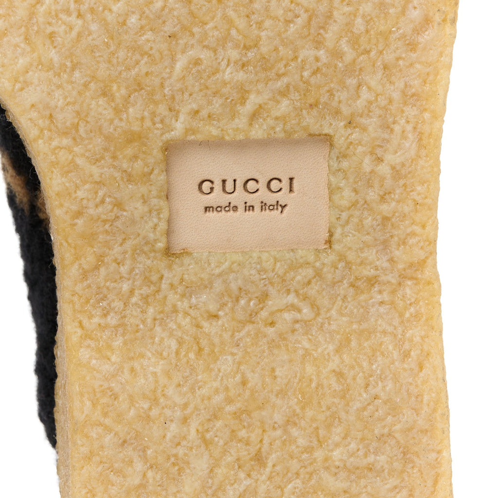 Gucci Faux Shearling Hooper GG Womens Ankle Boots 38.5 Black Natural Tan