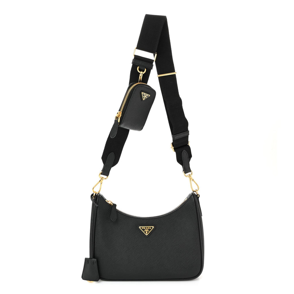 Prada Saffiano Lux Re-Edition 2005 Shoulder Bag Black