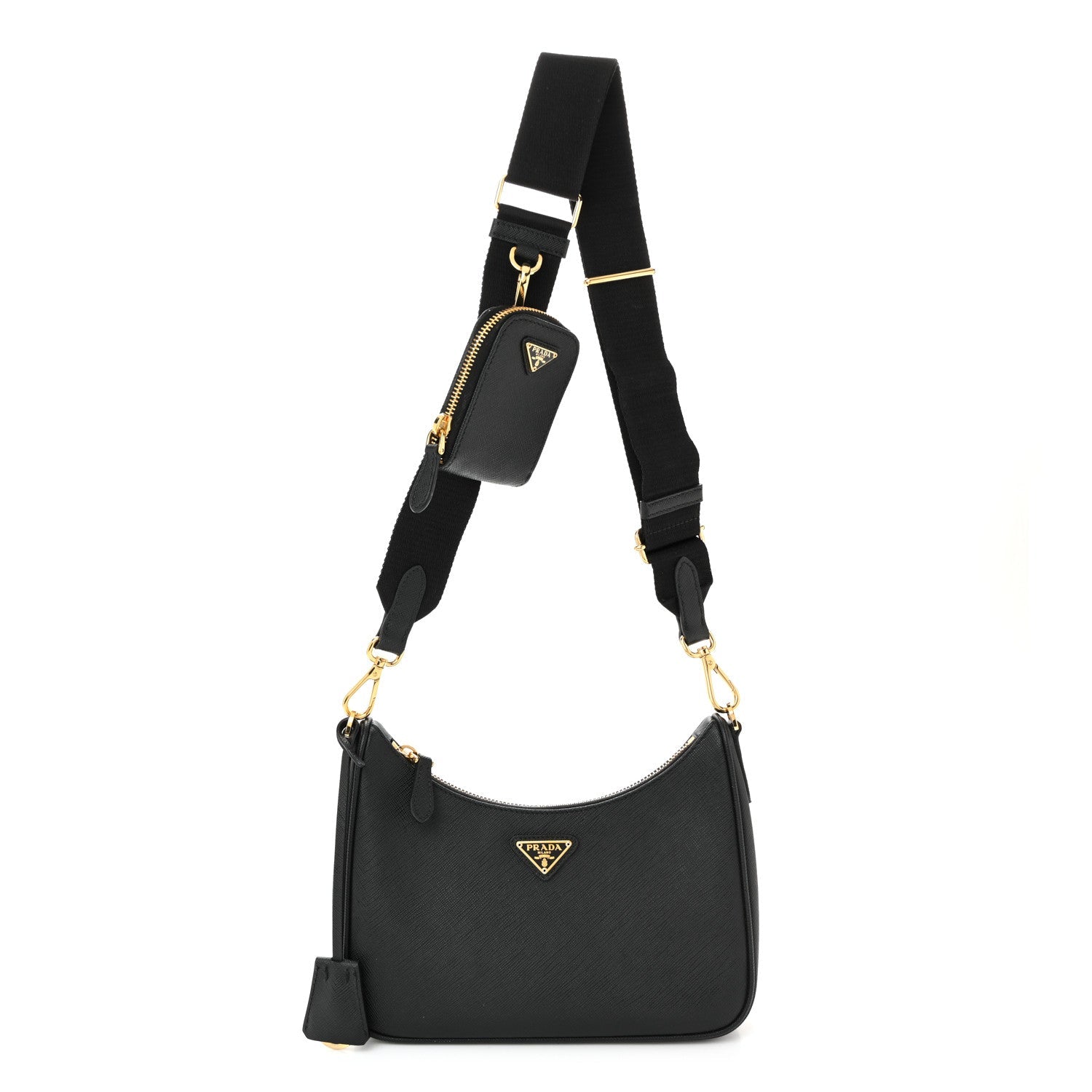 Prada Saffiano Lux Re-Edition 2005 Shoulder Bag Black