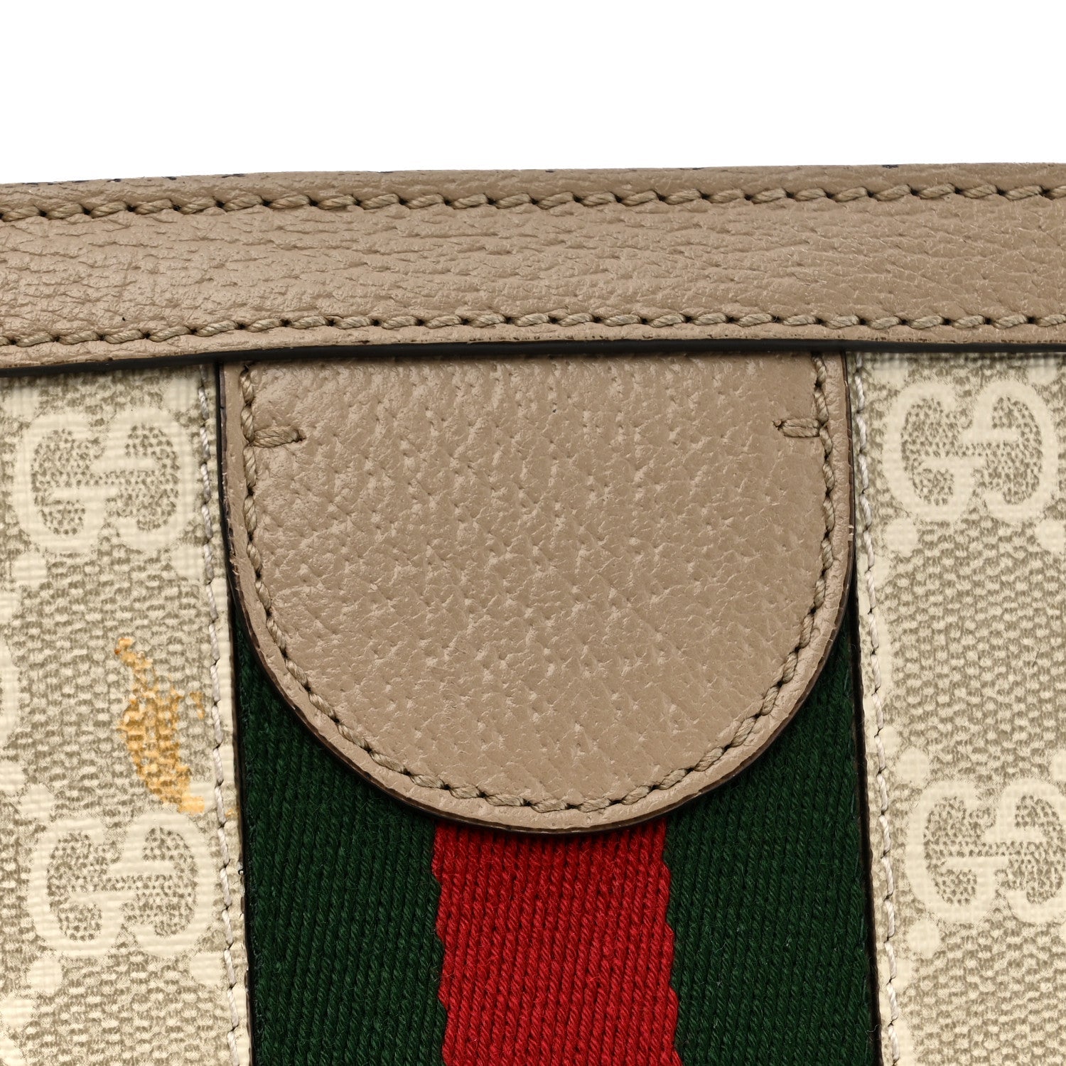 Gucci GG Supreme Monogram Textured Dollar Calfskin Web Medium Ophidia Shopping Tote Beige Mystic White Oatmeal