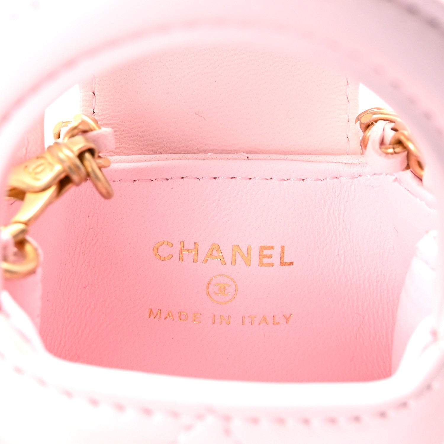 Chanel Shiny Lambskin Quilted Mini Kelly Bag Charm Light Pink
