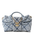 Chanel Washed Denim Quilted Mini Bow Bag Blue