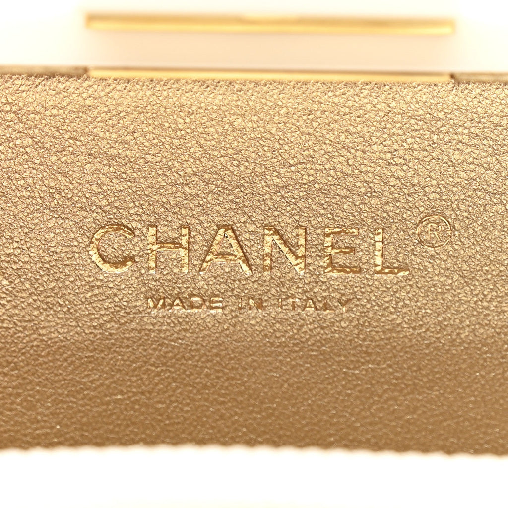 Chanel Plexiglass Boy Brick Havana by Night Clutch White Black