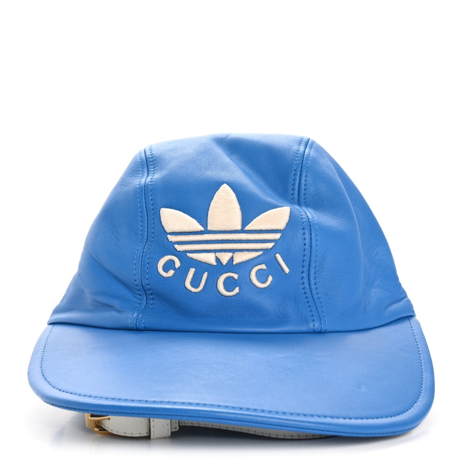 Gucci X ADIDAS Lambskin Trefoil Stefanos Baseball Hat XL Blue