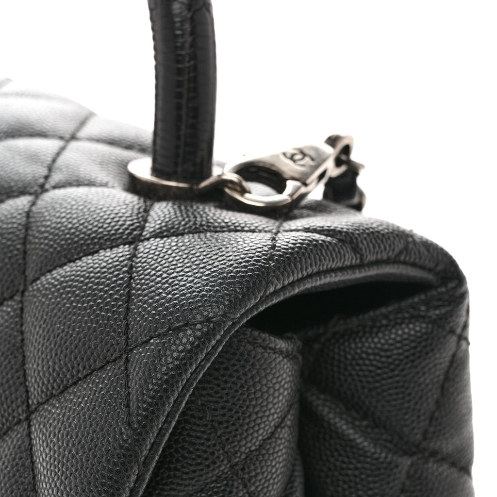 Chanel Caviar Lizard Embossed Quilted Small Coco Handle Flap Black