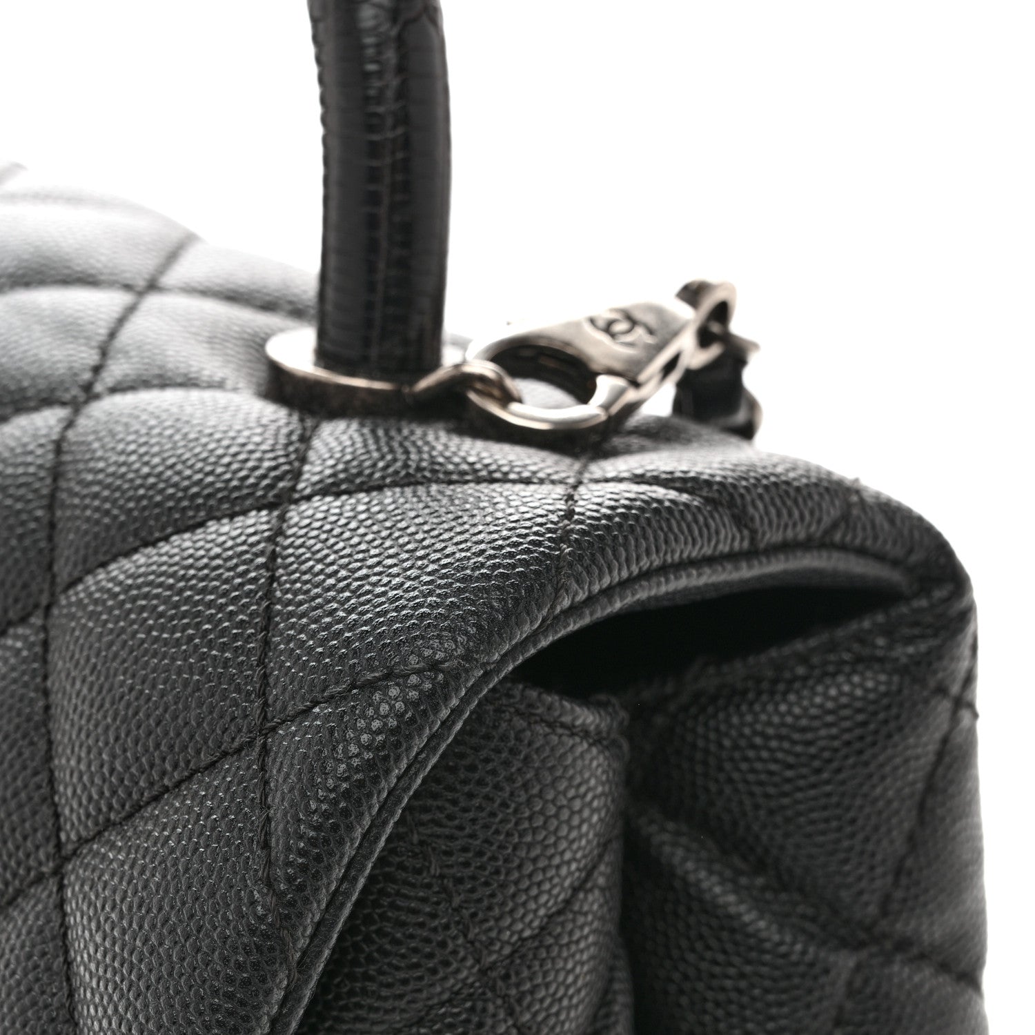 Chanel Caviar Lizard Embossed Quilted Small Coco Handle Flap Black