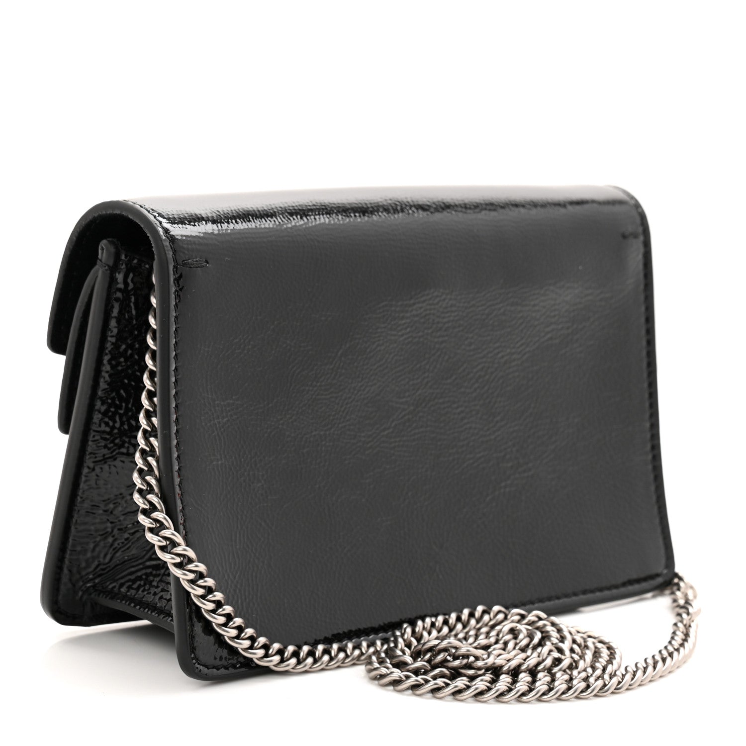 Gucci Crinkled Patent Super Mini Dionysus Shoulder Bag Black