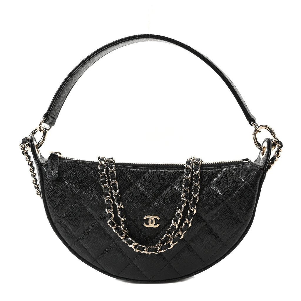 Chanel Caviar Quilted Other Shape With Chain Black