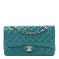 Chanel Patent Quilted Medium Double Flap Turquoise