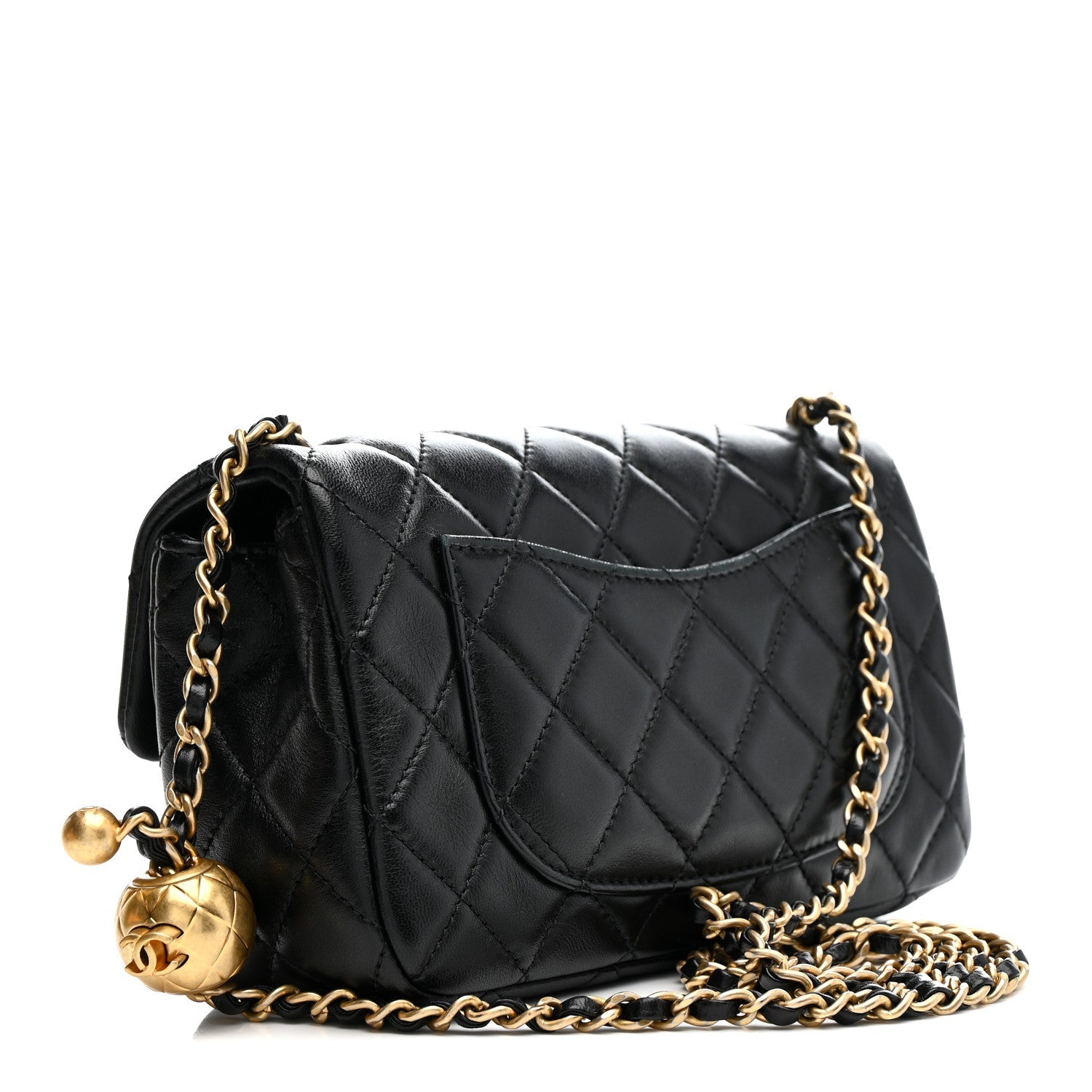 Chanel Lambskin Quilted Mini Rectangular Pearl Crush Flap Black