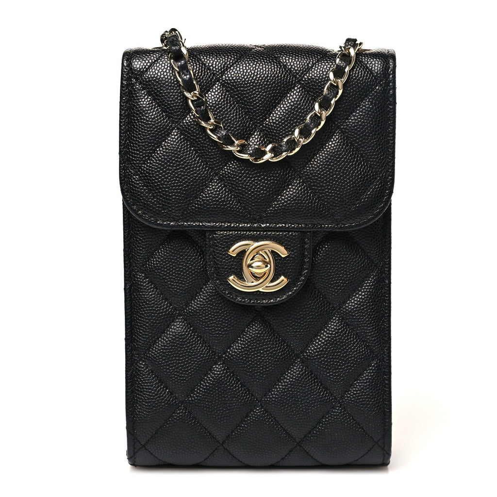 Chanel Caviar Quilted Classic Phone Holder Black