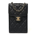 Chanel Caviar Quilted Classic Phone Holder Black