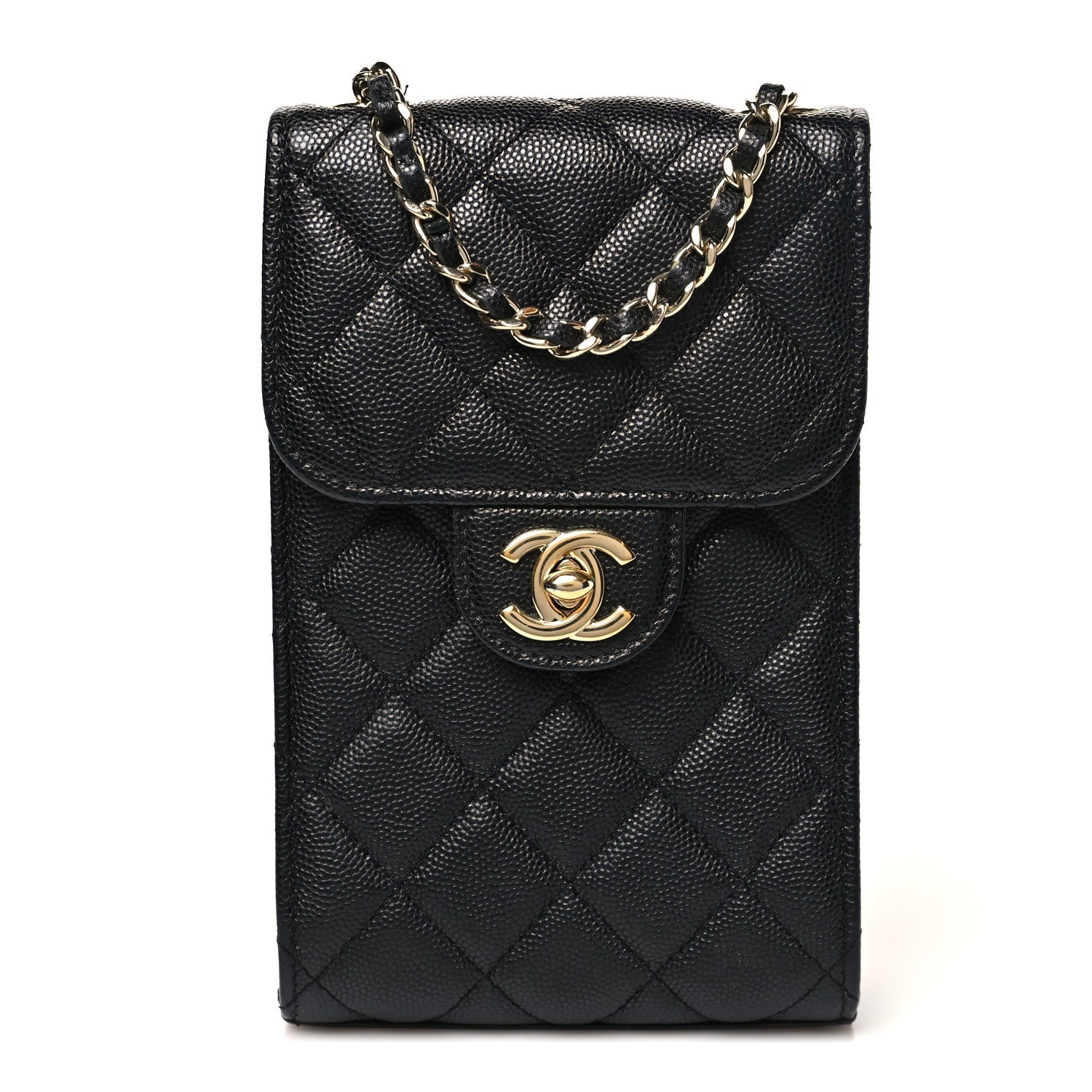 Chanel Caviar Quilted Classic Phone Holder Black