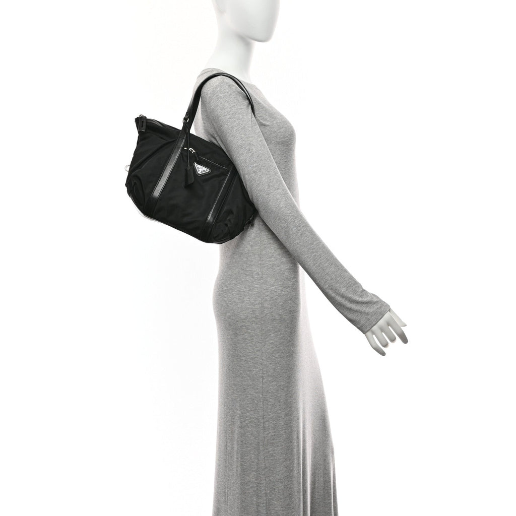 Prada Tessuto Nylon Saffiano Tote Black
