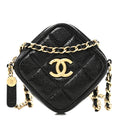 Caviar Quilted Diamond Clutch With Chain Black
