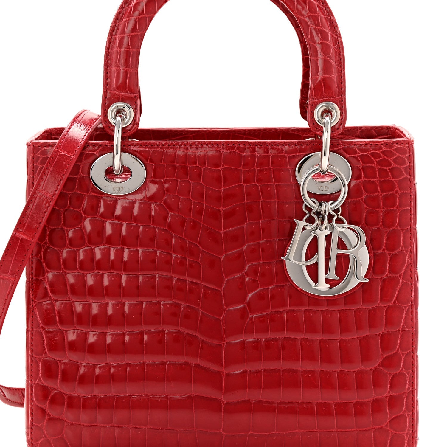 Christian Dior Alligator Medium Lady Dior Red