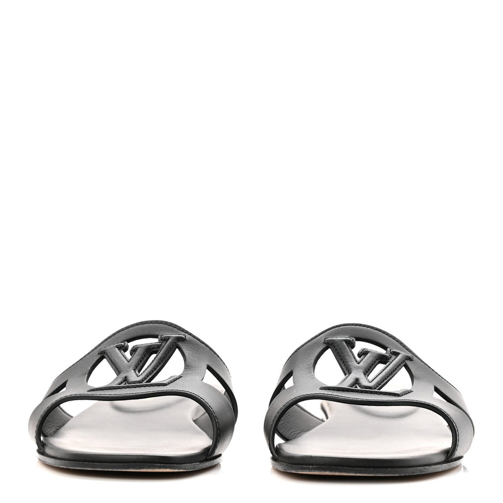 Louis Vuitton Calfskin LV Isola Flat Sandals 37.5 Black