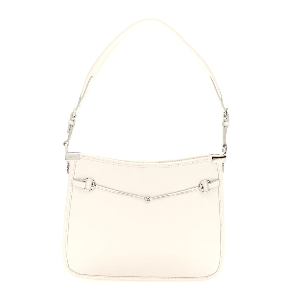 Gucci Calfskin Horsebit Slim Shoulder Bag White