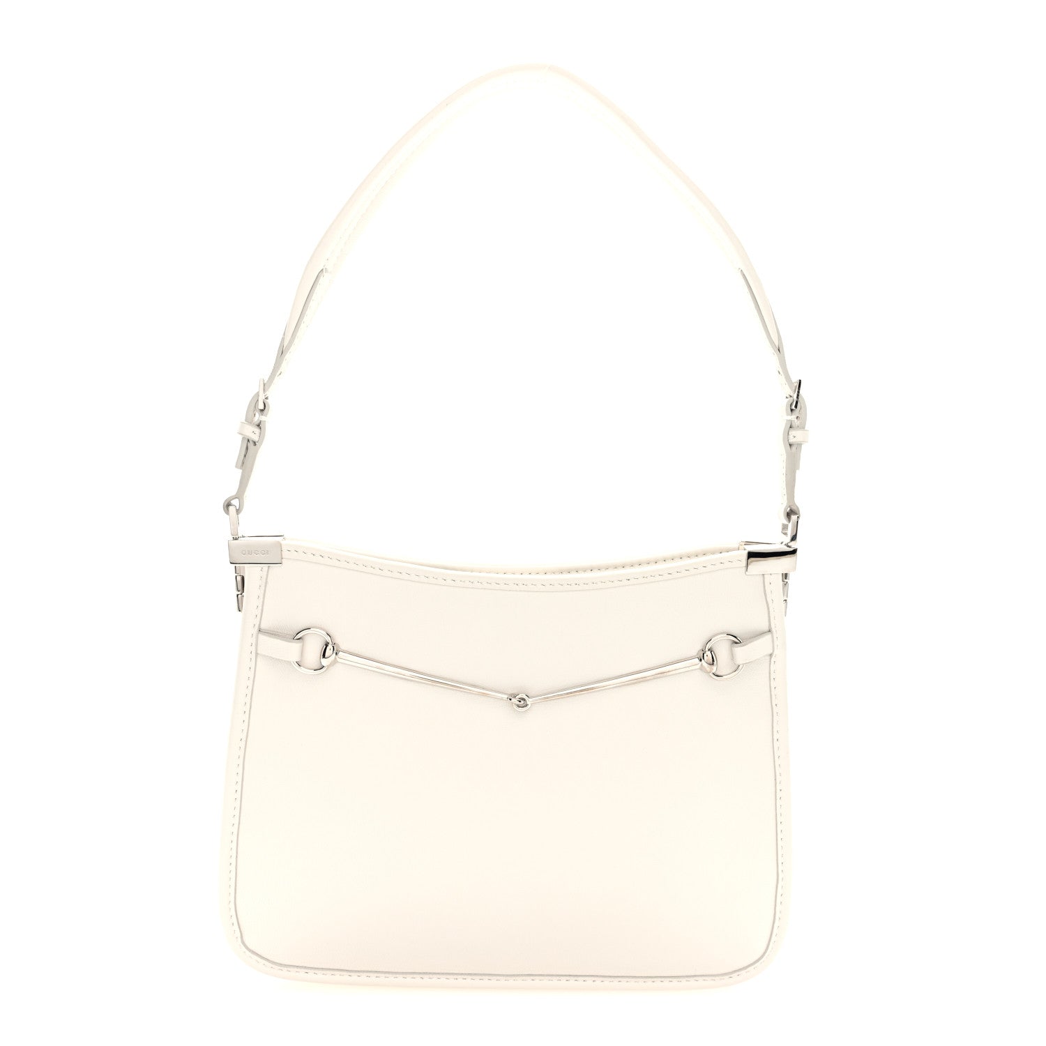 Gucci Calfskin Horsebit Slim Shoulder Bag White