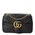 Gucci Calfskin Matelasse Medium GG Marmont Shoulder Bag Black