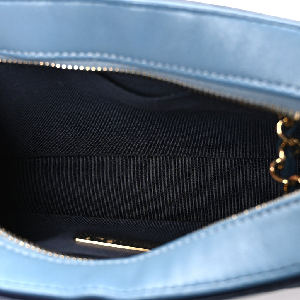 Chanel Lambskin Quilted Small In & Out Camera Case Navy Light Blue