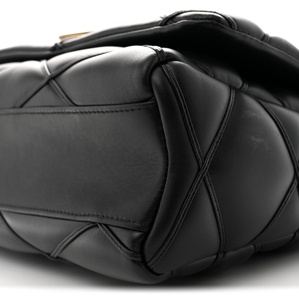 Louis Vuitton Lambskin Malletage Top Handle GO-14 GM Black