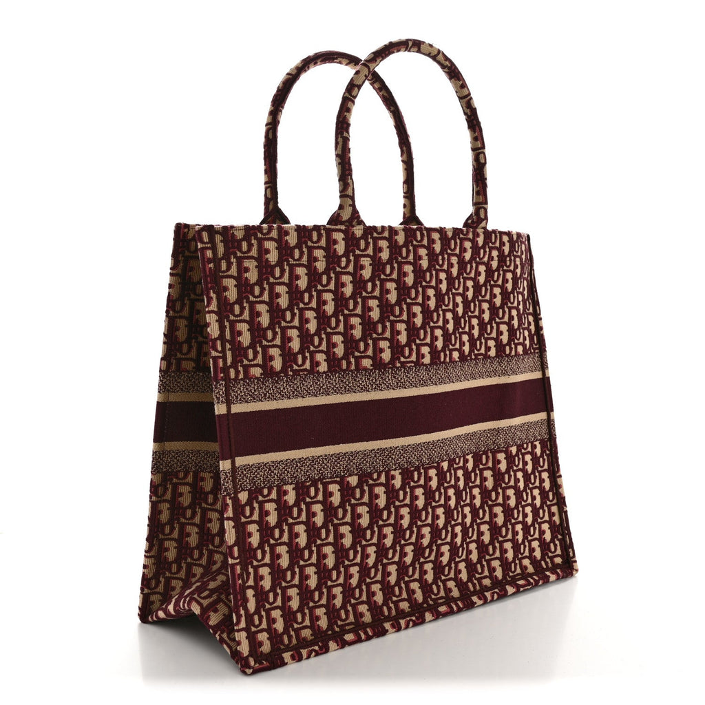 Christian Dior Oblique Large Book Tote Burgundy Multicolor
