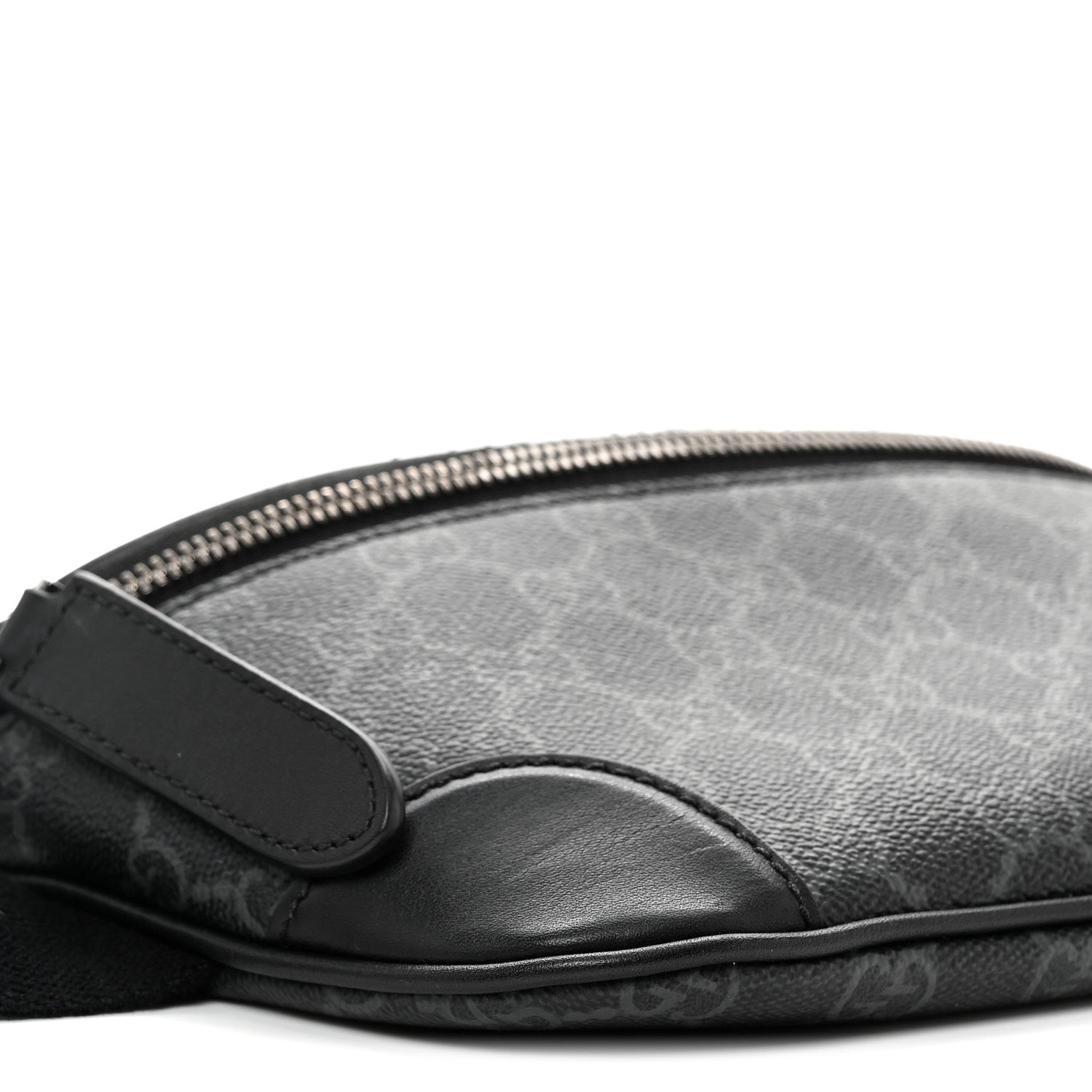 Gucci GG Supreme Monogram Emblem Calfskin Small Belt Bag Black Grey